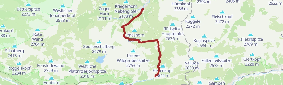 Route map: Arlberg Trail Etappe Stuben - Lech (Originalroute)